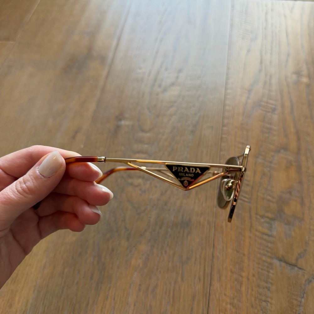 Prada Aviator Sunglasses — PR A50S — Gold/Brown - Picture 4 of 9